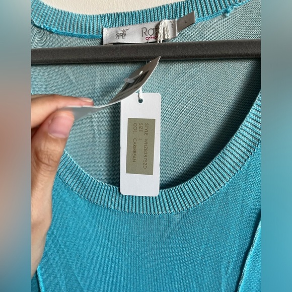 NWT RAFFI Cotton Sears Turquoise High Low Long Maxi Sleeveless Stretchy Dress - Picture 7 of 10